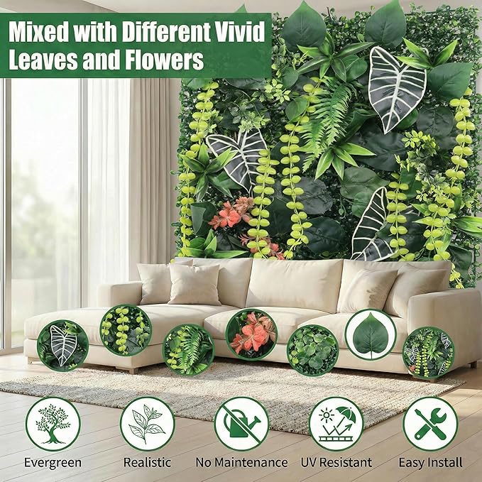 8 Pack 20"x20"Grass Wall Panels-Artificial Boxwood Panels - Image 3