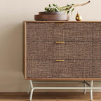 Brown Grasscloth Peel and Stick Wallpaper 17.3"x120" Faux Linen Textured - Image 9