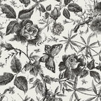 JiffDiff Floral Vintage Wallpaper Peel and Stick Wall Stick Black Rose by wallpaper