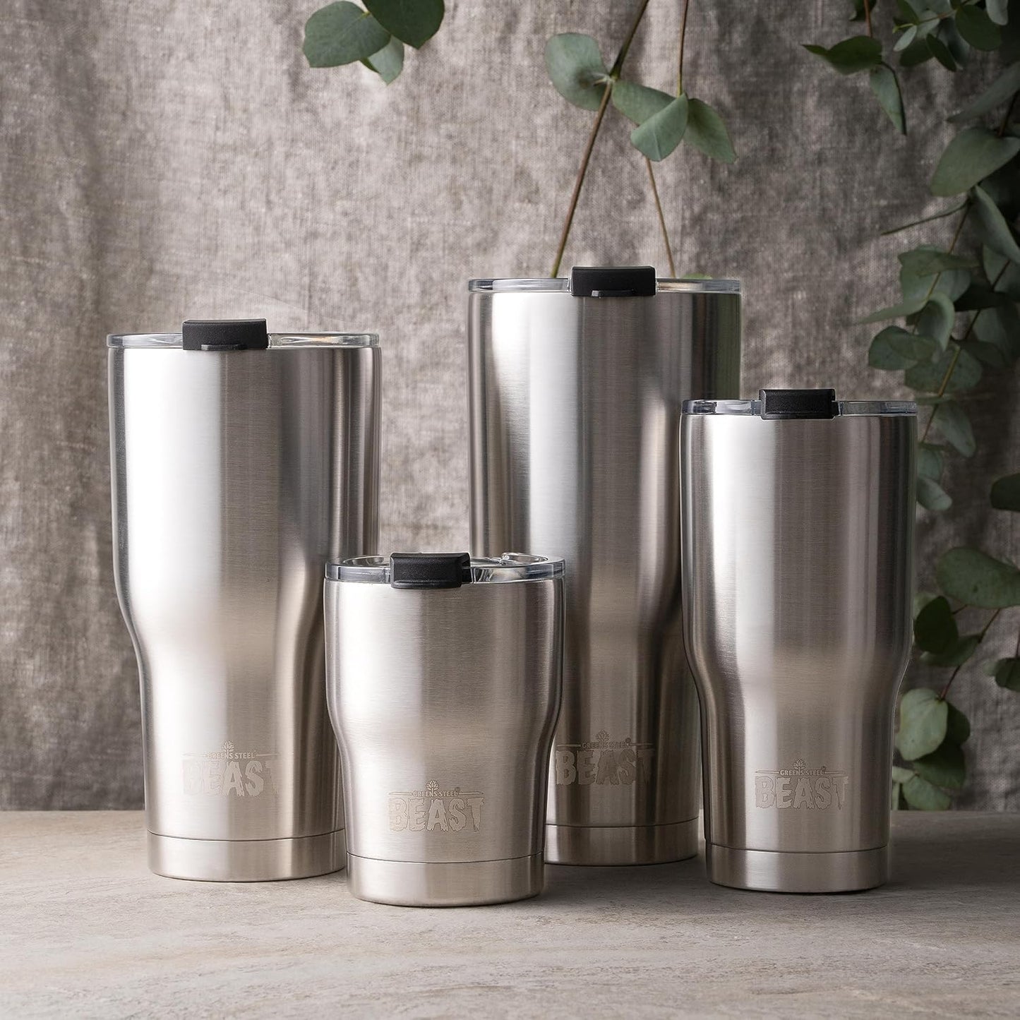 Beast 10 oz Tumbler Stainless Steel Vacuum Insulated Coffee Ice Cup Double Wall Travel Flask (Steel)