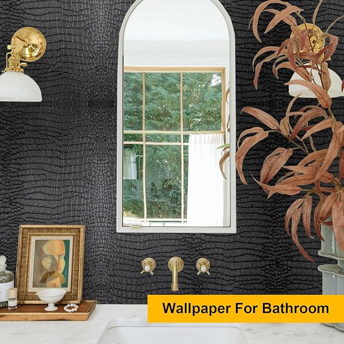 Fititem Black Peel and Stick Wallpaper 787inL 17.3inW Black Contact Paper - Image 3