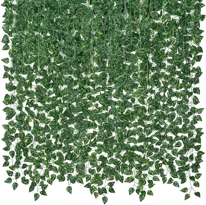 CQURE 20 Pack 140Ft Artificial Ivy Garland, Fake Vines UV Resistant Greenery by CQURE