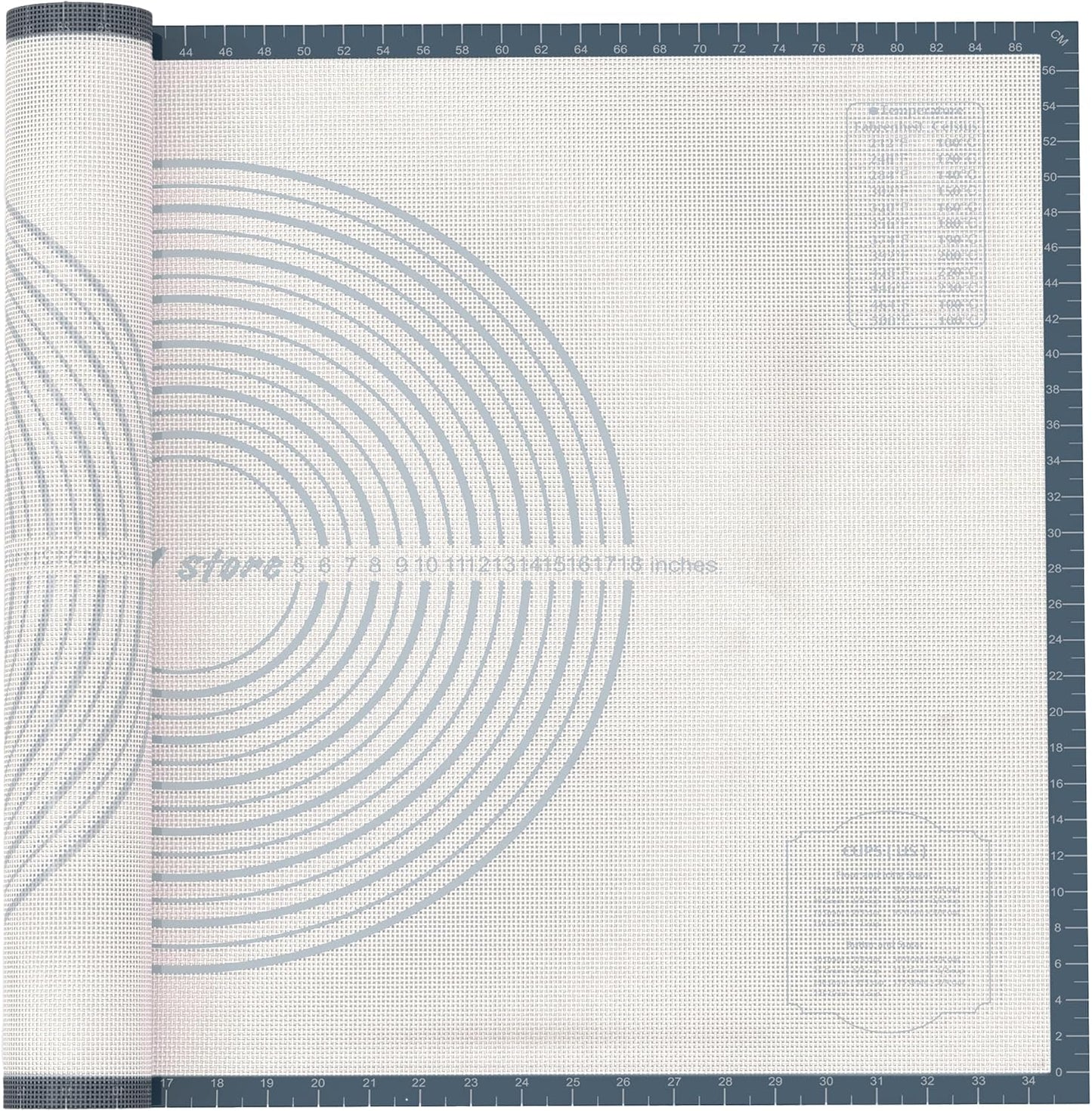 36 * 24 inches Grey, Non-Slip Silicone Baking Sheets - Baking Mat with 0.7mm Thickness - Non-Stick Pastry & Cookie Mat for Kitchen Counter for Rolling Out Dough with Measurements.