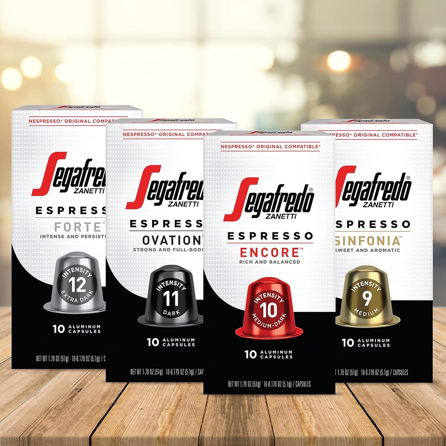 Segafredo Zanetti Espresso Capsules – Aluminum Pods for Nespresso Original Machines – Extra Dark Roast Premium Espresso with a Bold Aroma – Smoky, Intensity 12 – Forte, 10 Count