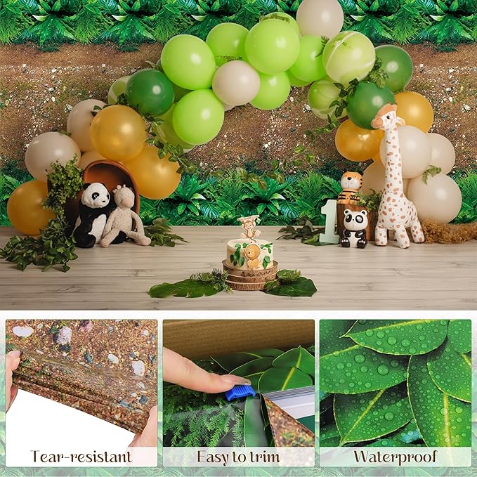Kochorie 100 Ft x 54 Inch Forest Path Plastic Tablecloth Roll Safari Dinosaur - Image 3