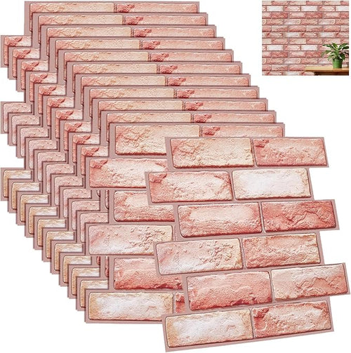 12PCS 3D Wall Panels Peel and Stick Foam Faux Brick Wall Panels, Self-Adhesive by GLASSWINDS