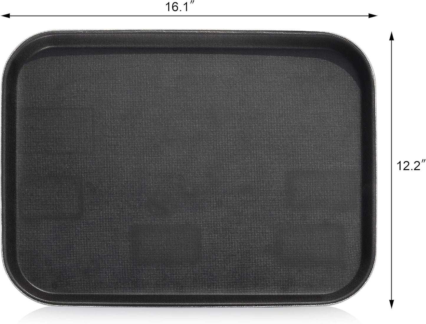New Star Foodservice 24975 Restaurant Grade Non-Slip Tray, Plastic, Rubber Lined, Rectangular, 12-Inch x 16-Inch, Black