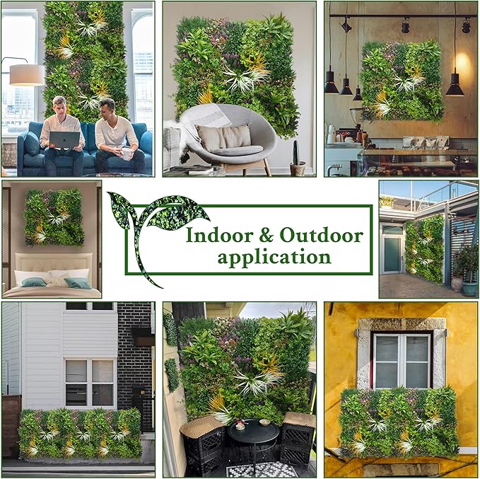 ODTORY Artificial Greenery Grass Wall Panels: 20"x 20" 24P UV-Anti Faux Ivy - Image 6