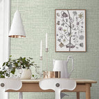 Green Grasscloth Peel and Stick Wallpaper 17.3"x480" Faux Linen Textured - Image 4