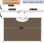 7'W x 6'H Mocha Patio Shades Roll up Outdoor Roller Shade Crank Wand Blind - Image 3