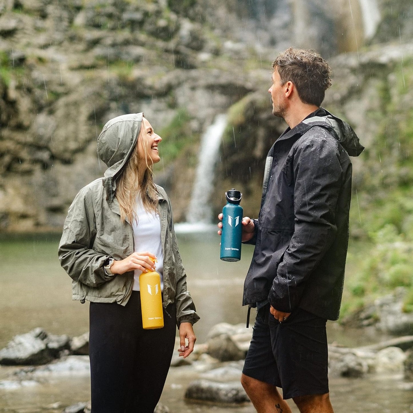 Super Sparrow Insulated Water Bottle - 17 Oz / 25 Oz / 32 Oz - Standard Mouth FlipFlow Flask - BPA Free, Leak Proof Drink Bottle- Ergonomic Straw Water Bottles for Work, Gym, Travel, Sports