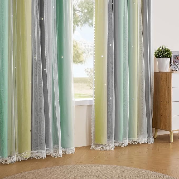 XiDi Yellow Blackout Curtains for Bedroom, Kids Room, Girls Room - Image 3