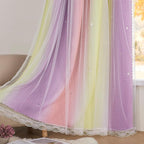 XiDi Curtains for Bedroom Decor, Rainbow Pink PurpleYellow52/90/1 - Image 4