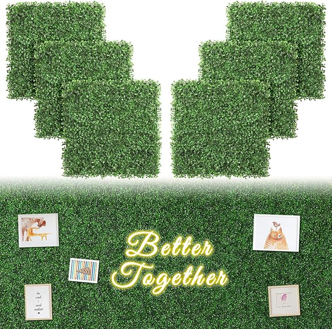 Luyue 6PCS 20”×20” Boxwood Panels, Artificial Grass Wall Panels Fake Greenery by Luyue