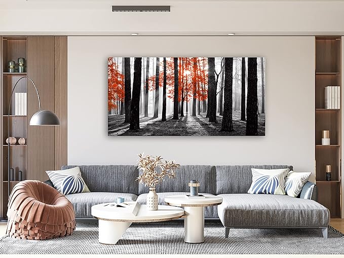 Cao Gen Decor Art S06650 Wall Art Canvas Painting Red Tree in Black and White - Image 6