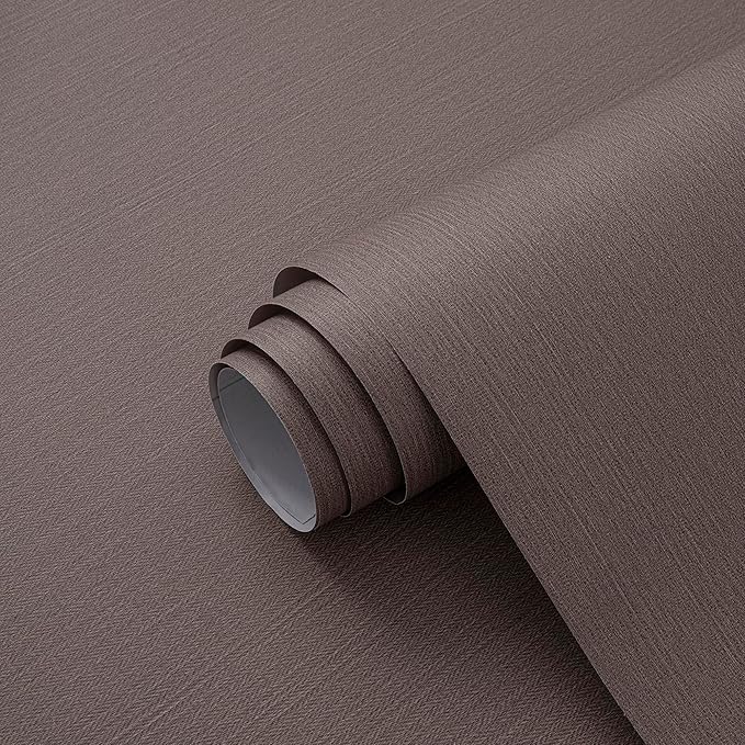 24"x393" Brown Grasscloth Peel and Stick Fabric Textured Contact Paper Linen - Image 9