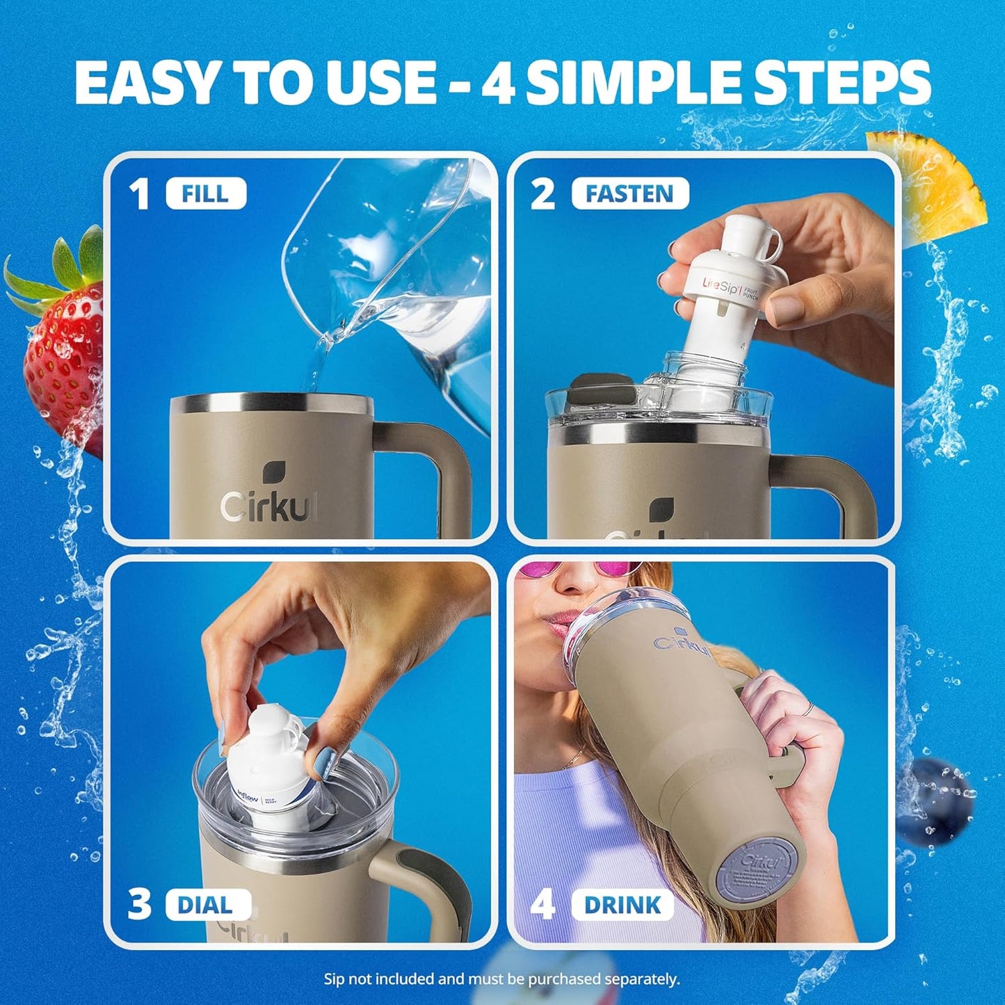 Cirkul 40oz. Ranger Stainless Steel Tumbler with Handle, All-Day StrawSip™, Double-Wall Insulated