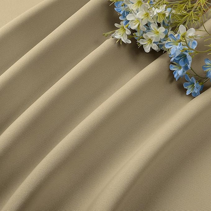 CUCRAF Beige Blackout Curtains 63 inch Length 2 Panels Set, Rod Pocket Room - Image 7