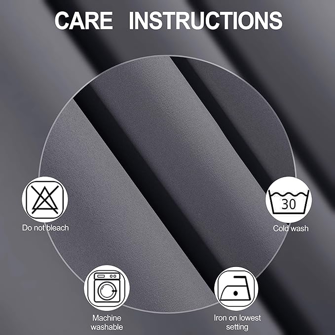 LEMOMO Grey Thermal Blackout Curtains/52 x 95 Inch/Set of 2 Panels Room - Image 4