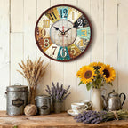 VIKMARI 14 Inch Wooden Wall Clock Battery Operated Retro Rustic Decorative Clock - Image 7