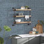 Blue Gray Grasscloth Peel and Stick Wallpaper 17.3"x300" Faux Linen Textured - Image 4