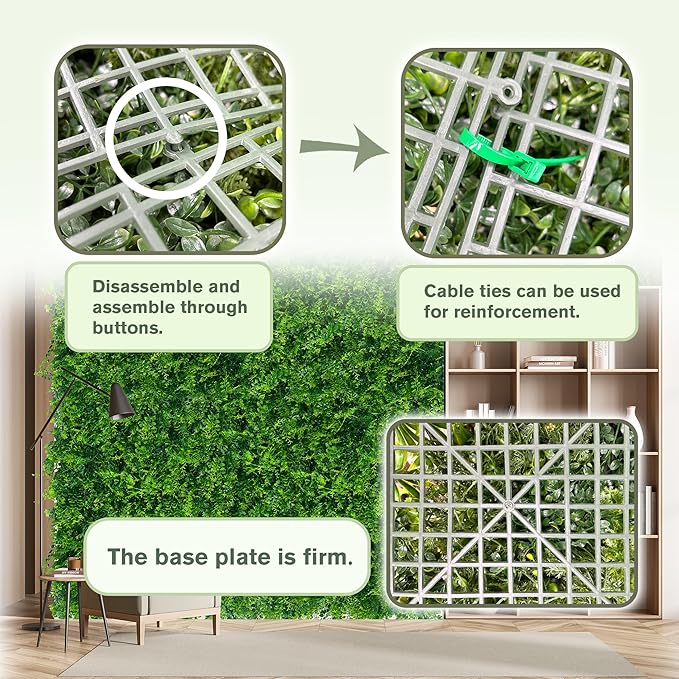 Greenery Faux Grass Wall Backdrop 40"x120"（33.5 SQFT） UV-Anti Artificial Green - Image 4