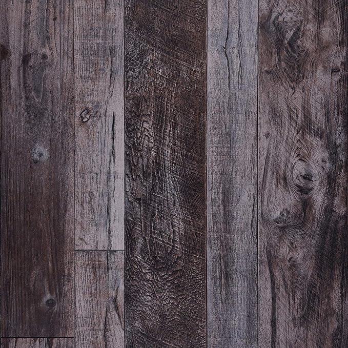 WENMER 17.71" x 197" Grey Wood Peel and Stick Wallpaper by WENMER