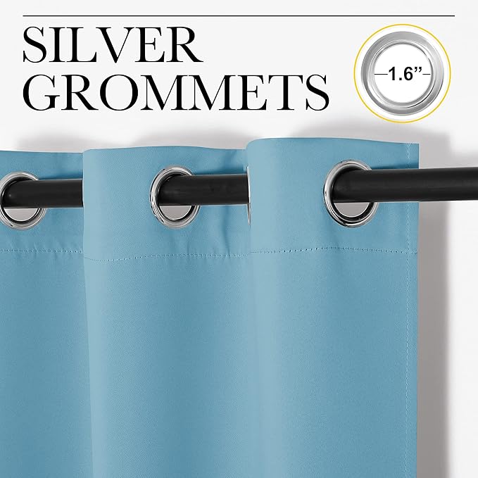 NICETOWN Teal Blue Blackout Curtains 120 inches Length - Image 2