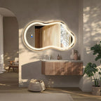 Irregular Led Backlit Bathroom Mirror -24"x36" Single Piece, Asymmetrical Cloud - Image 5