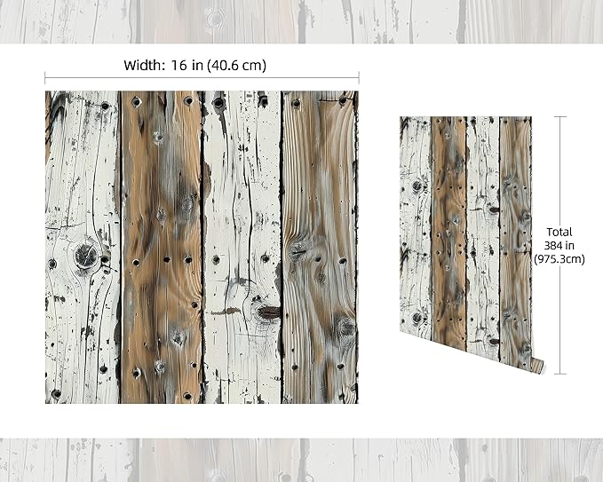 FLFK Wood Wallpaper Peel and Stick Removable Rustic Wallpaper 16" x 384" Vinyl - Image 2