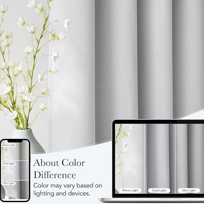 NICETOWN Room Darkening Greyish White Curtains 84 inches Long - Image 5