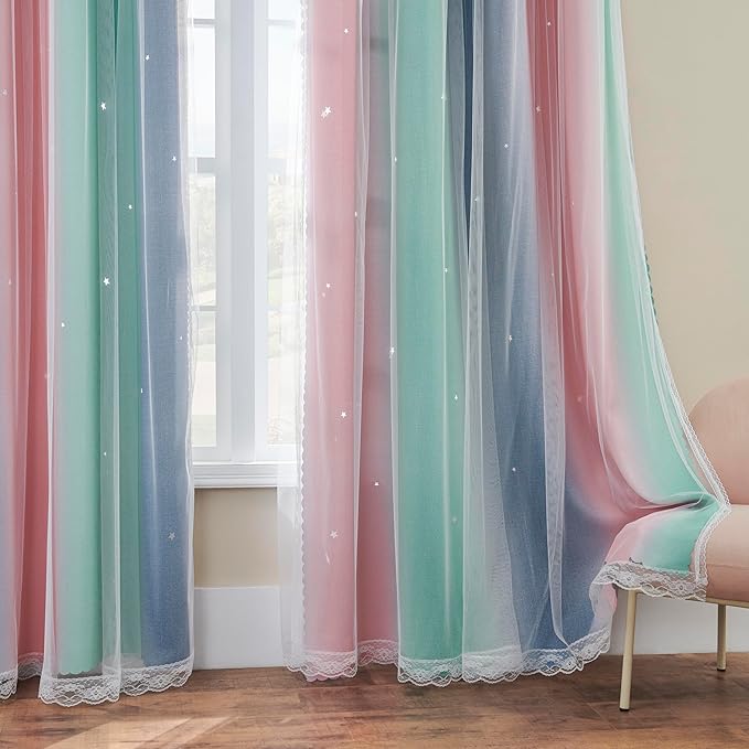 XiDi Pink Grey 84 inchs Long Curtains - Image 7