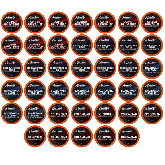 Brooklyn Beans Coffee Pods, Medium Roast Gourmet Variety Pack - Compatible with Keurig K Cup Brewers Including 2.0 Machines, 40 Count