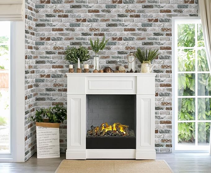 Guvana 17.3"×118" Brick Wallpaper Red/Blue/Grey Brick Peel and Stick Wallpaper - Image 6