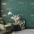 VEELIKE Distressed Teal Gold Metallic Wallpaper Peel and Stick Plaster Concrete - Image 3