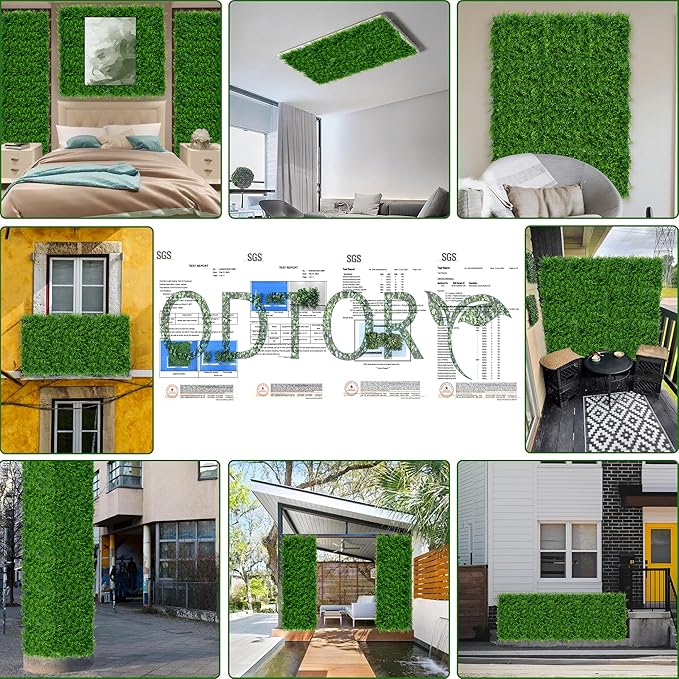 ODTORY Artificial Plants Hedge Wall Panels：20x20 Inch 8P UV-Anti Greenery - Image 6