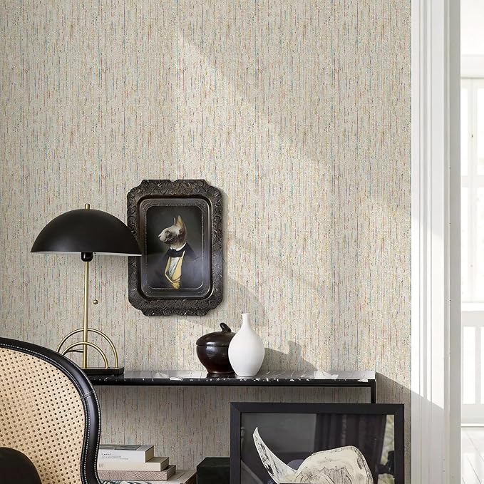 JiffDiff Woven Wallpaper Peel and Stick 17.3" x 120" Colorful Paint Grasscloth - Image 4
