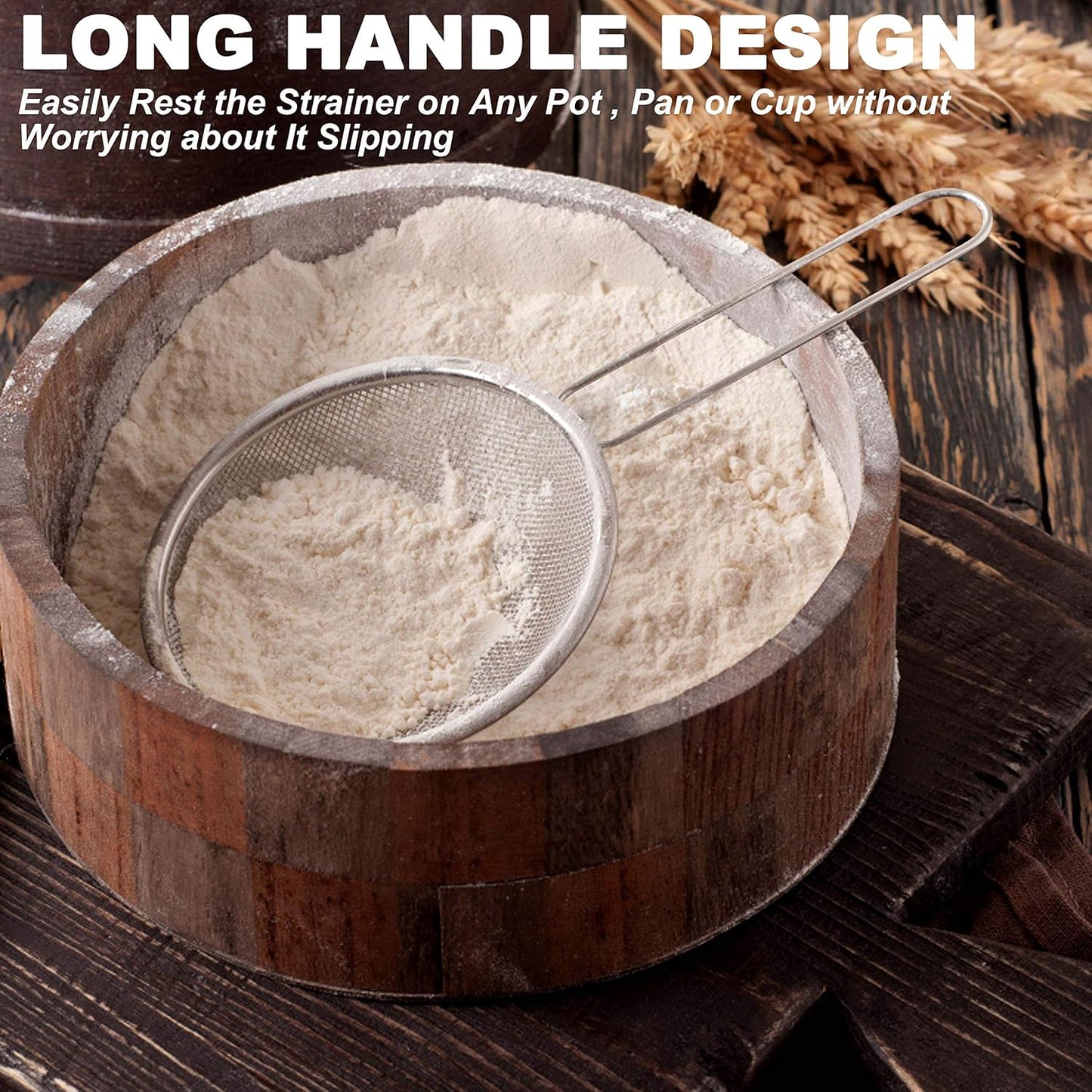 Anaeat Fine Mesh Strainers - Premium Stainless Steel Colander Sieve Sifters, with Durable Mesh and Sturdy Handle, Excellent for Sifting Dry ingredients, Flour, Pastas, Rice, Tea (9.45"）