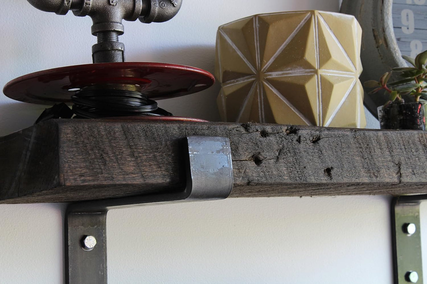 Urban Legacy Accent Shelves | Reclaimed Barn Plank | Set of 2 with Full Brackets (Coffee Bean 30" x 7" x 2")