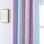 XiDi Curtains for Bedroom Decor, Rainbow Pink Purple/52/45 - Image 2