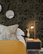 Erfoni 118"x17.7" Black and Gold Wallpaper Vintage Peel and Stick Wallpaper - Image 4