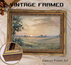 Vintage Gold Framed Wall Art Retro Fall Sunset Country Oil Painting Canvas - Image 4