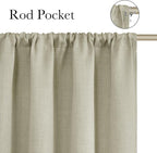 NICETOWN Beige Faux Linen Room Darkening Rod Pocket Curtains 63 inch Length - Image 2