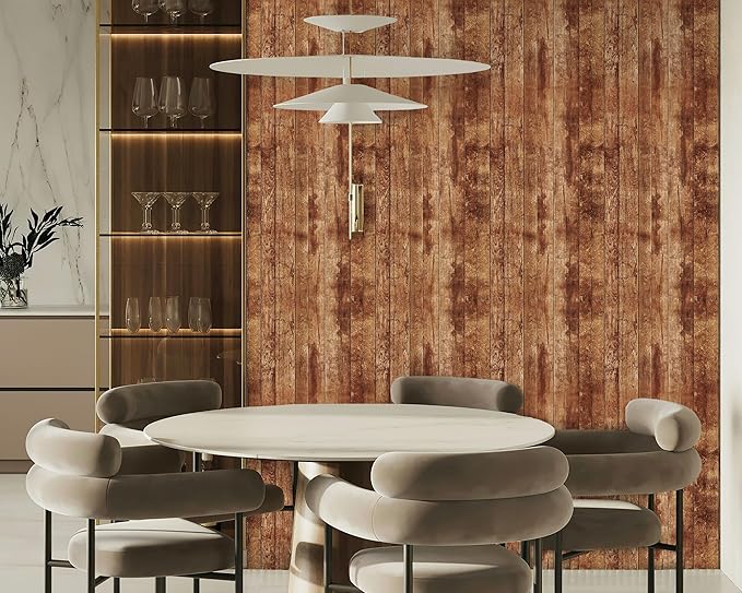 FLFK 16" x 384" Wallpaper Peel and Stick Vintage Brown Wood Contact Paper - Image 5