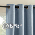 NICETOWN Stone Blue Full Shade Faux Linen Curtain Panels 90" Long, Pair of - Image 7