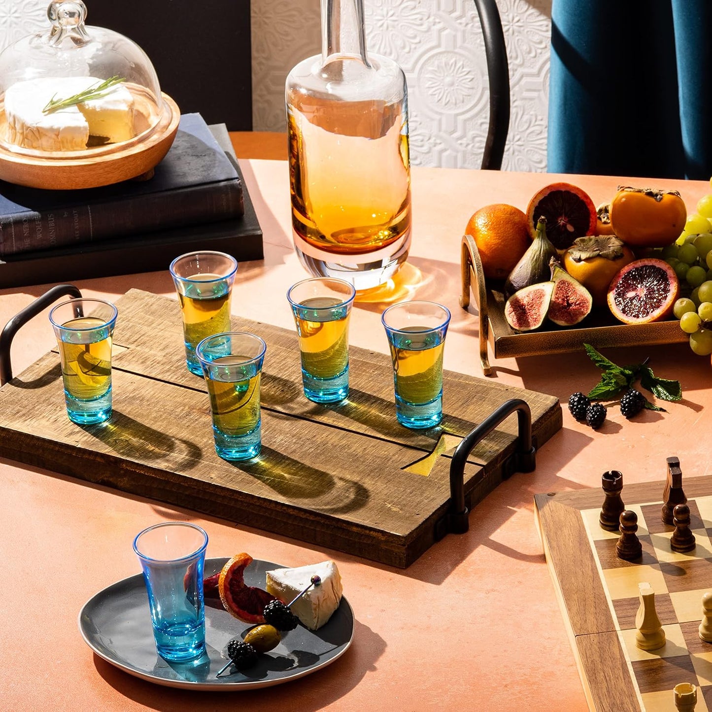 M&N HOME Ombre Blue Shot Glass Set, 2 Oz Set of 6 Colored Shot shot glasses, Whiskey Glasses, Tequila Shot Glasses, Cocktail Glasses, Round Shot Glasses for Vodka, Spirits & Liquor (Gradient Blue)