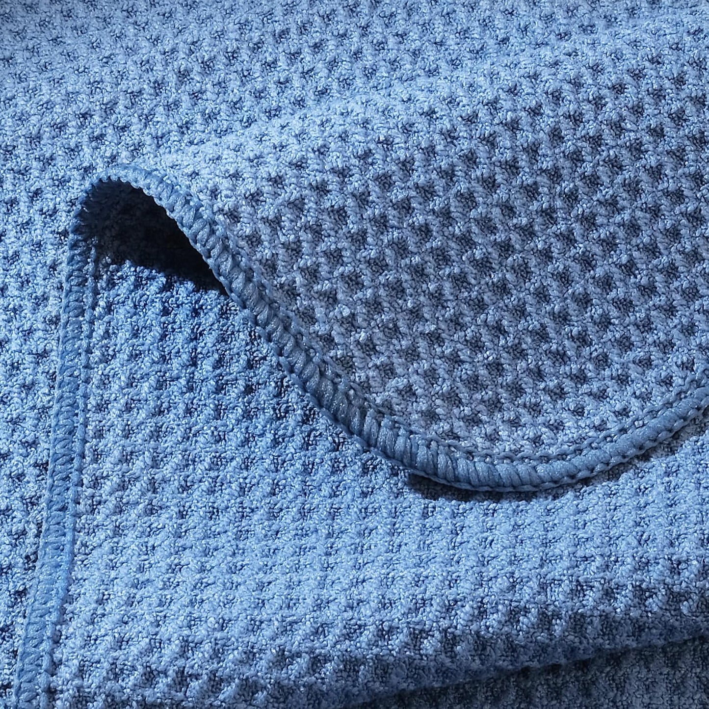 POLYTE Premium Microfiber Kitchen Dish Hand Towel Waffle Weave 12 Pack (16x28 in, Dark Blue, Gray, Off White)