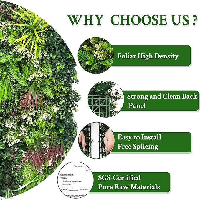 ODTORY Artificial Plant Wall Panels: 80"×120" UV-Anti Faux Grass Wall Backdrop - Image 5