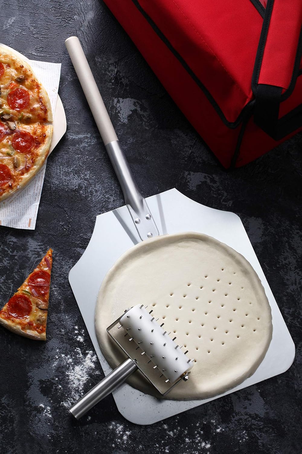 New Star Foodservice 50172 Aluminum Pizza Peel, Wooden Handle, 12 x 14 inch Blade, 52 inch overall