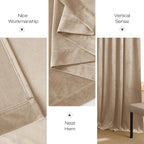 NICETOWN Beige Velvet Curtains 144" Length - Image 6